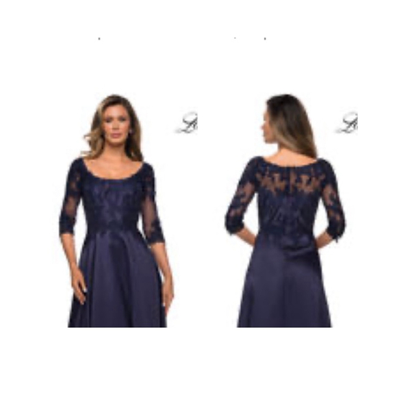 LA FEMME EVENING Navy 27988 Evening Gown SZ 8 - Picture 4 of 10